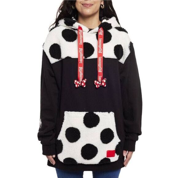 NWT Loungefly Disney 3X Minnie Mouse Rocks The Dots Classic Sherpa Hoodie - Picture 1 of 7